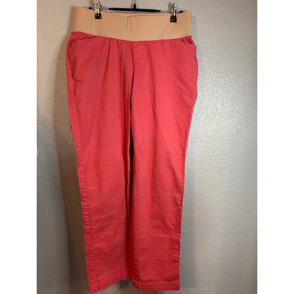 GAP MATERNITY BEST GIRLFRIEND PANTS SIZE 6 ORANGE CORAL STRETCH - Picture 1 of 3
